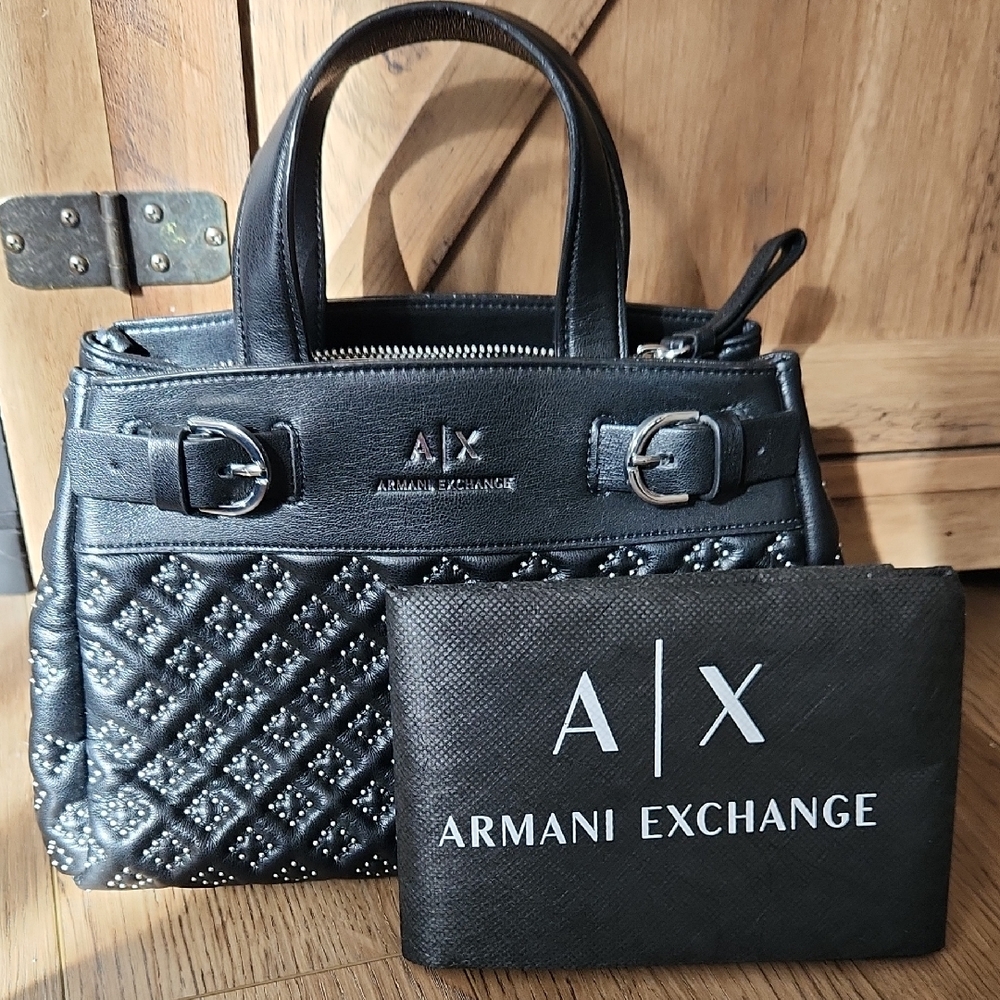 Armani Exchange Black Studded Tote